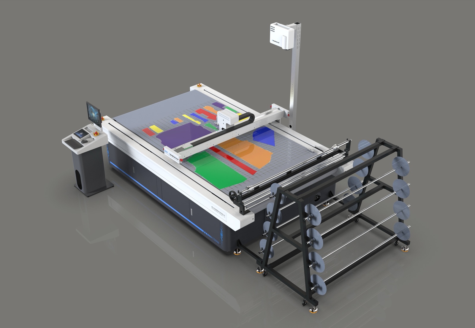 Favorable 1625 single-ply cutter with vision projection in operation