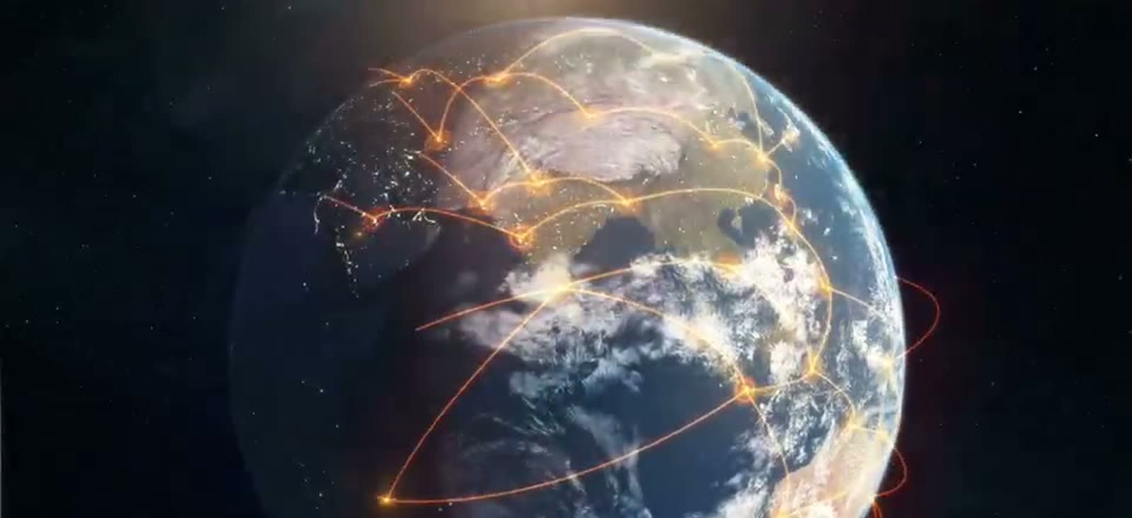 Global shipping network connecting Favorable installations across continents